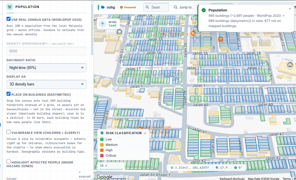 RiskLynx 3D population exposure model